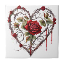 Gothic Red Rose Herzranken Kunstwerk Vintage Elega