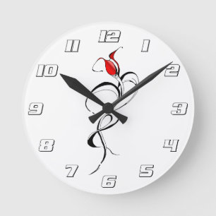 Gothic Red Rose Lady Surrealer Stammes-Tätowierkun Runde Wanduhr