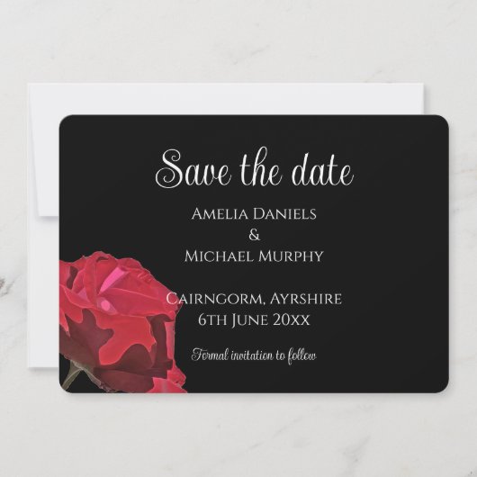 Gothic Red Rose Save the Date Karte (Vorderseite)