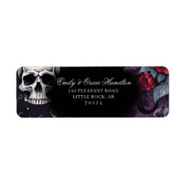 Gothic Red Rose & Totenkopf Elegante Rücksendeadre