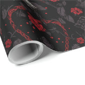 Gothic Red Roses Chain Red Heart and White Crow Geschenkpapier (Rolleneckpunkt)