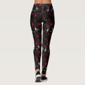 Gothic Red Roses Chain Red Heart and White Crow Leggings (Rückseite)