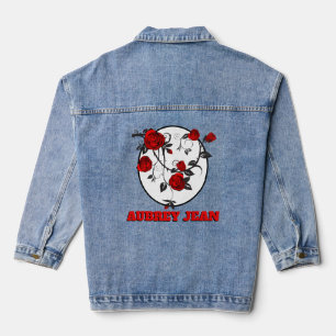 Gothic Red Roses Denim Jacke