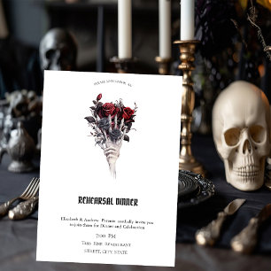 Gothic Red Roses Skeleton Probedinner Einladung