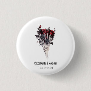 Gothic Red Roses Skelett Hochzeit  Button