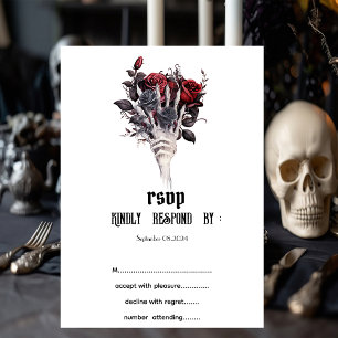 Gothic Red Roses Skelett RSVP Einladung