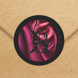 Gothic Red Satin Fabric Vampy Black Monogram Goth Runder Aufkleber