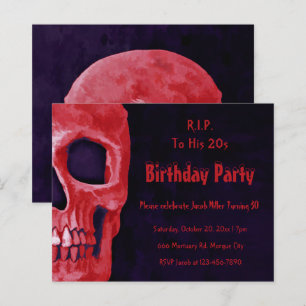 Gothic Red Skull Geburtstag RIP seinem 20er Budget