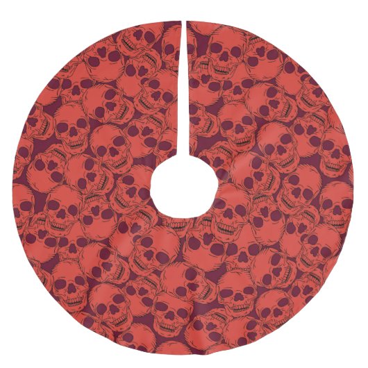 Gothic Red Skulls Gemustert Polyester Weihnachtsbaumdecke (Vorderseite)
