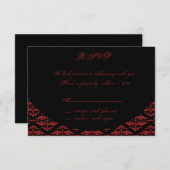 Gothic Response Card Rot und Schwarz Damask Einladung (Vorne/Hinten)