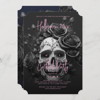 Gothic Retro Adult Halloween-Party Skull Pink Einladung