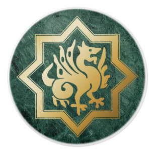 Gothic Revival Drachen Keramik-Griff Keramikknauf