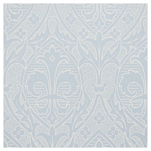 Gothic Revival Fleur de Lys - Misty Blue Stoff (Muster)