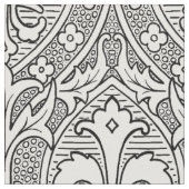 Gothic Revival Fleur de Lys - Schwarz und Weiß Stoff (Nahaufnahme)