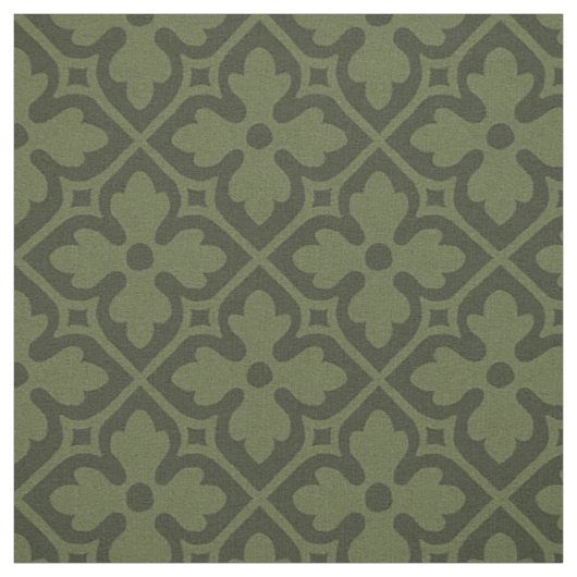 Gothic Revival Quatrefoils, Loden Green Stoff (Muster)