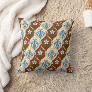 Gothic Revival Rose und Lilies Throw Kissen