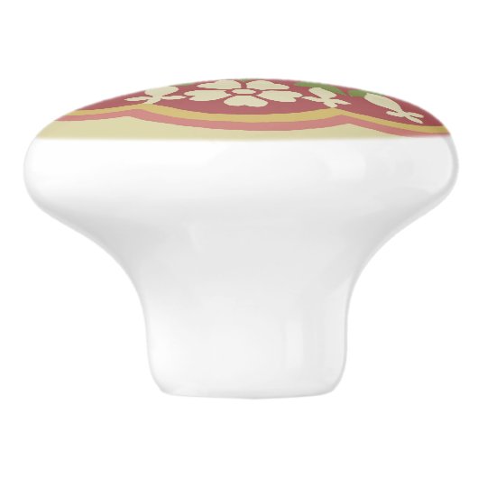 Gothic Revival Rosette Keramik Pull Keramikknauf (Seitenansicht)