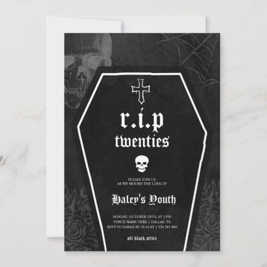 Gothic RIP Twenties 20s Funny 30th Birthday Einladung (Vorderseite)