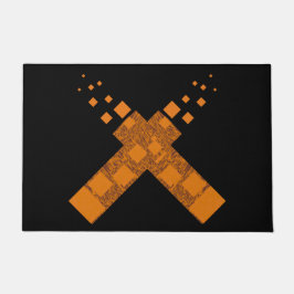 Gothic Ritual Culual Cross Black Orange Pagan Feue Fußmatte