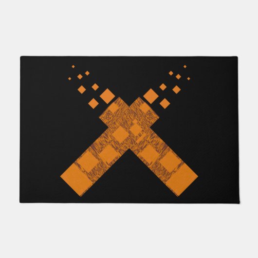 Gothic Ritual Culual Cross Black Orange Pagan Feue Fußmatte (Vorderseite)