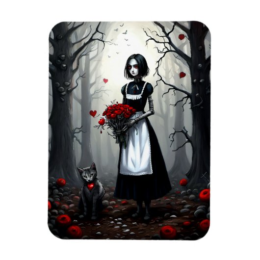 Gothic Robot Girl Magnet (Vertikal)