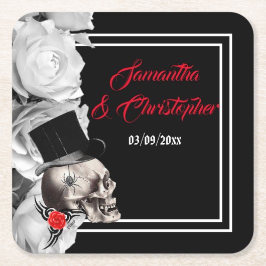 Gothic Rock oder Biker Black Hochzeit Rechteckiger Pappuntersetzer (Vorderseite)