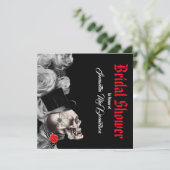 Gothic, Rock oder Biker, Black Rose Brautparty Einladung (Stehend Vorderseite)