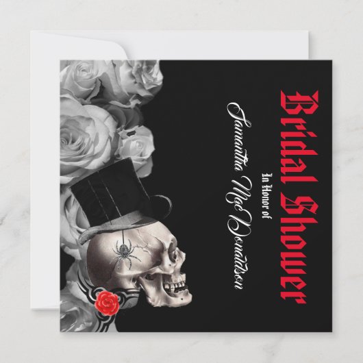 Gothic, Rock oder Biker, Black Rose Brautparty Einladung (Vorderseite)