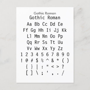 Gothic Roman - Zazzle Schriftart Sampler Sheet Postkarte