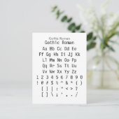 Gothic Roman - Zazzle Schriftart Sampler Sheet Postkarte (Stehend Vorderseite)