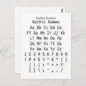 Gothic Roman - Zazzle Schriftart Sampler Sheet Postkarte (Vorne/Hinten)
