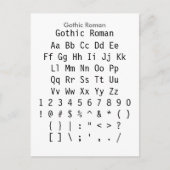 Gothic Roman - Zazzle Schriftart Sampler Sheet Postkarte (Vorderseite)