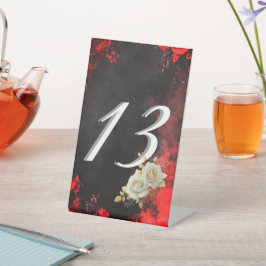 Gothic Romance Black & Red Rose Wedding Table Numb Sockelschild