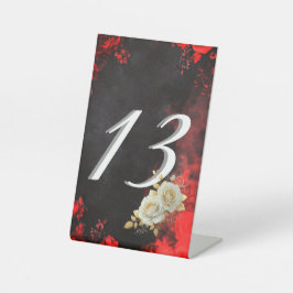 Gothic Romance Black & Red Rose Wedding Table Numb Sockelschild