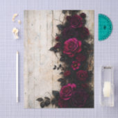 Gothic Romance Dark Burgundy Roses FE1R Decoupage Seidenpapier (Handwerk)