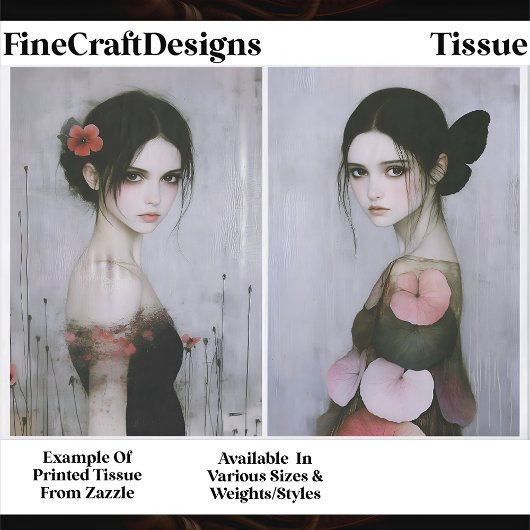 Gothic Romance Ethereal Women, Pair EX5 Decoupage Seidenpapier