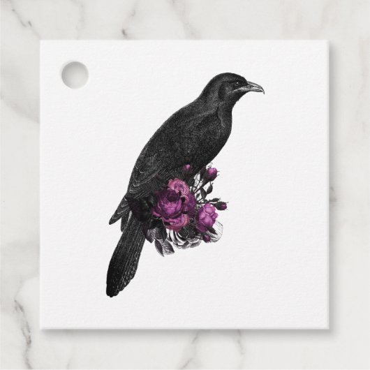 Gothic Romance Floral Raven Geschenkanhänger (Vorderseite)