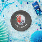 Gothic Romance Floral Skull Halloween Pappteller (Party)
