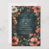 Gothic Romance Floral Wedding Einladung (Vorderseite)