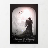 Gothic Romance Halloween (Foto) "Zusammen mit" Dreifach Gefaltete Einladung (Cover)
