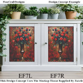 Gothic Romance Red and Black Rose EF7L Decoupage Seidenpapier
