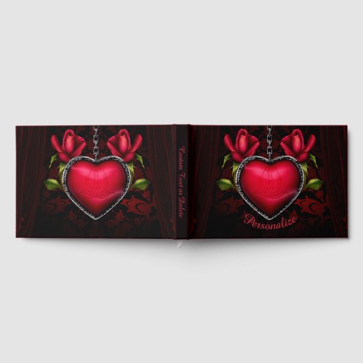 Gothic Romance Red Heart Chain & Rose Personalisie Gästebuch (Voll)