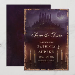 Gothic Romance Save the Date Burgundy Wedding Einladung