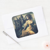 Gothic Romance Scene Spooky Castle Horror Quadratischer Aufkleber (Umschlag)