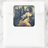 Gothic Romance Scene Spooky Castle Horror Quadratischer Aufkleber (Tasche)