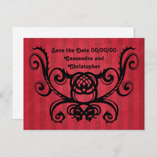 Gothic-Romance viktorianisch-Rot Save the Date Ankündigungspostkarte (Vorne/Hinten)