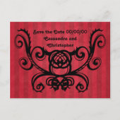 Gothic-Romance viktorianisch-Rot Save the Date Ankündigungspostkarte (Vorderseite)