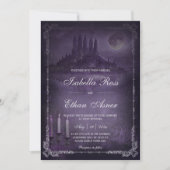 Gothic Romance Wedding Purple Silver Velvet  Einladung (Vorderseite)