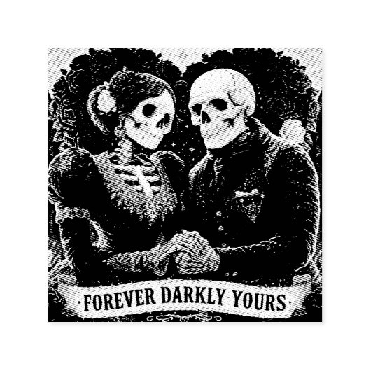 Gothic Romance zweier Skelette, die Händchen halte Permastempel (Design)
