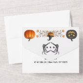 Gothic Romantic Skeleton Hand Halloween Hochzeit All In One Einladung (Rückseite)